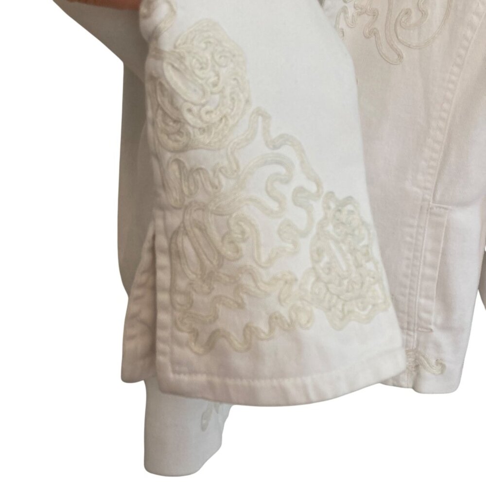 Coldwater Creek Spirit Jacket Womens 8 White Embroidered Coastal Cowgirl Western - Picture 4 of 9